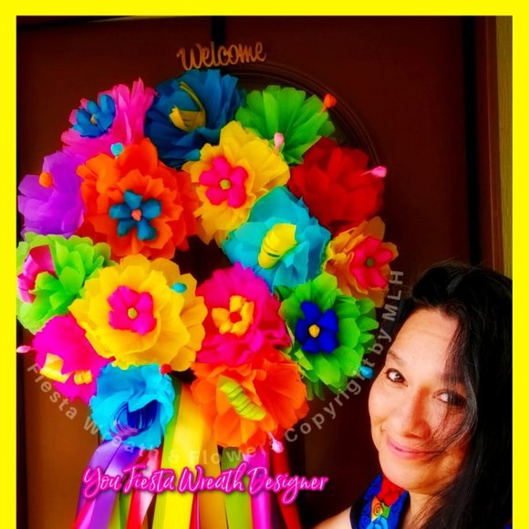 Summer Front Door Wreath Make Your Friend Smile, Birthday, Celebration - Picture 1 of 5